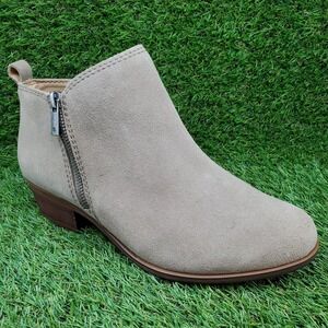 Lucky Brand Basel SIZE 9 WIDE Women's Suede Ankle Booties Taupe Mushroom